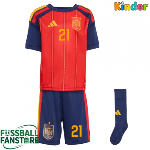 Spanien Mikel Oyarzabal #21 Replik Heimtrikot Kinder WM 2026 Kurzarm (+ Kurze Hosen)